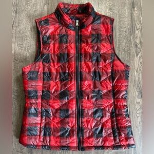 Basic Editions Red & Black Plaid Vest